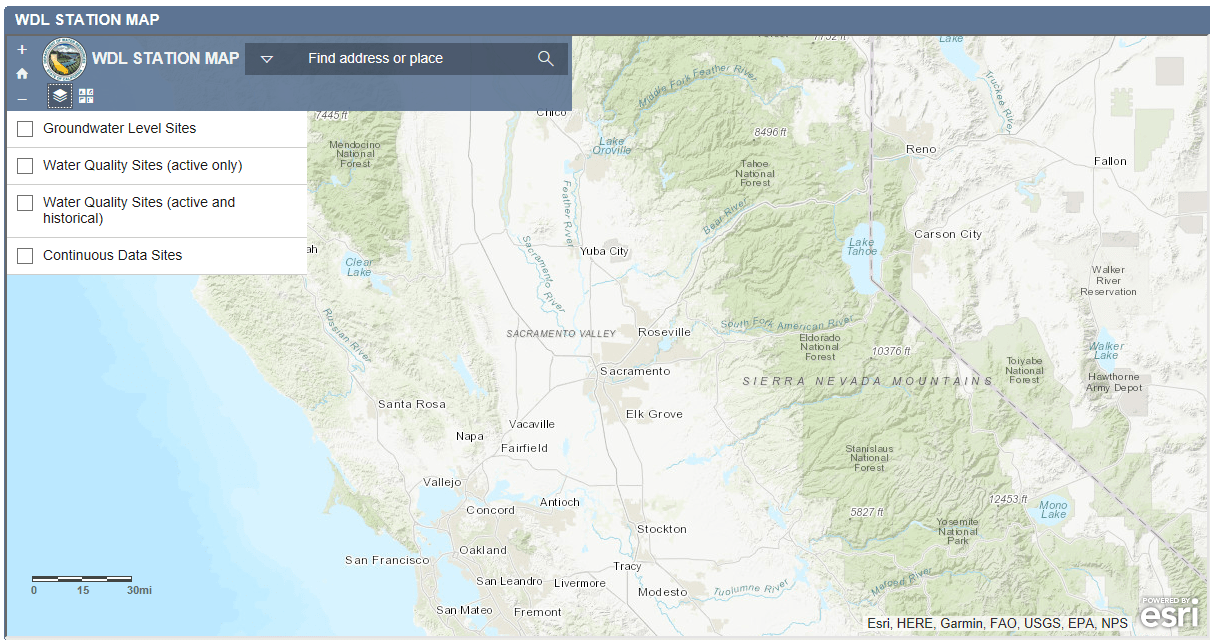 Water Data Library Station Map
